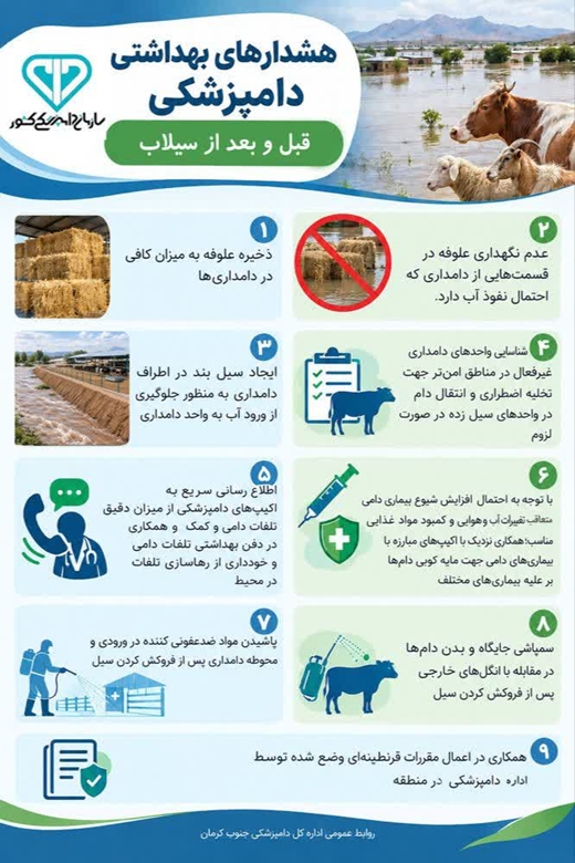 اینفوگرافی: هشدارهای بهداشتی دامپزشکی قبل و بعد از سیلاب